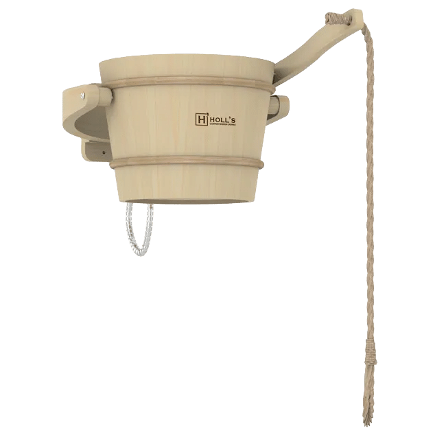 Seau de douche froide en bois